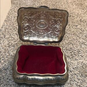 Vintage Silver and Red Decorative Box